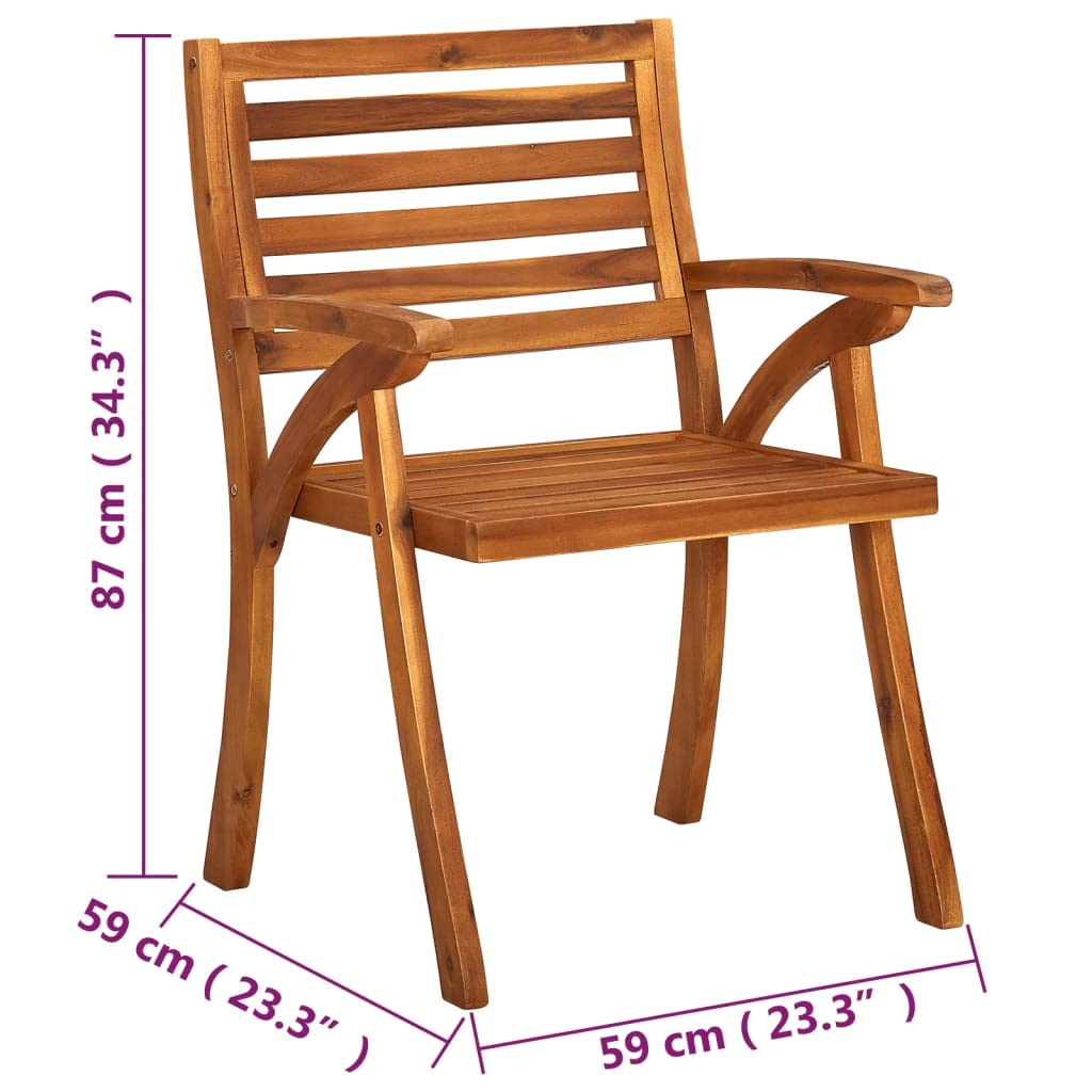 vidaXL 8X Solid Acacia Wood Patio Chairs with Cushions - Thumbnail 4