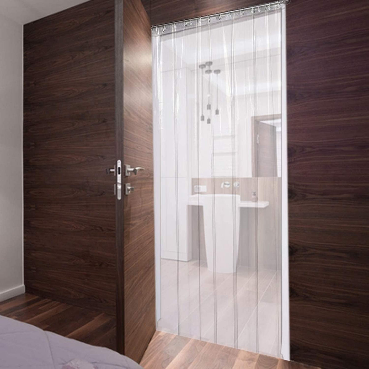Kuber Industries .30MM Pack of 1| Rings AC Curtain | PVC Door Window Curtain | Curtains for Door | Curtain for Bathroom | Waterp