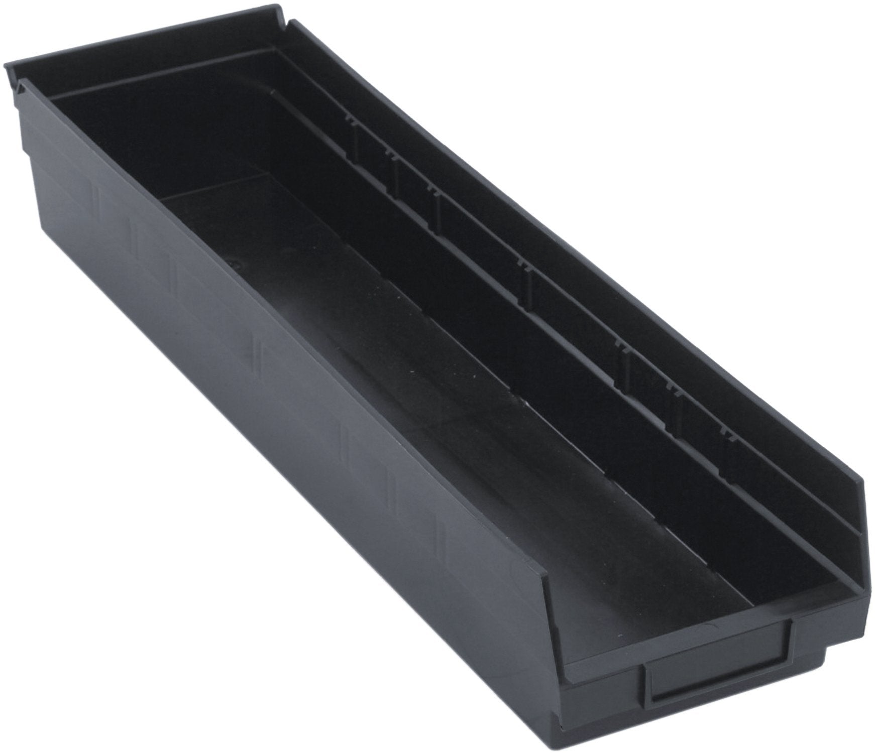 Quantum Storage Systems QSB106BK 8-Pack 4 Hanging Plastic Shelf Bin Storage Containers, 23-5/8 x 6-5/8 x 4 , Black