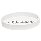 Elegant Designs Decorative 13.75'' Round Wood Serving Tray w/ Handles, ''Dream''