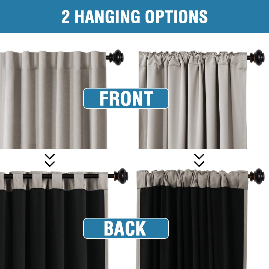 H.Versailtex 100% Blackout Curtains For Bedroom With Black Liner Full Room Darkening Curtains Thermal Insulated Back Tab/Rod Poc