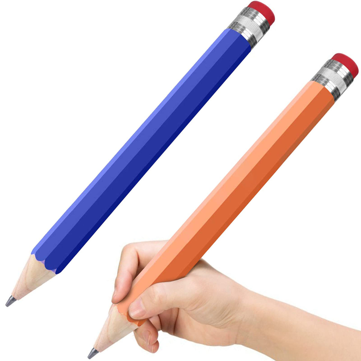Lyforx 2Pcs Wooden Jumbo Pencils 13.3' Funny Giant Pencil For Party Favors Novelty Large Pencil For School Home Office Prop Sup