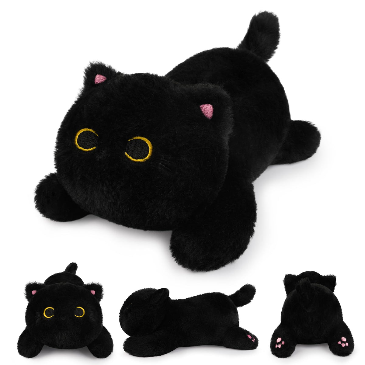 Leokawin Weighted Black Cat Plush,Weighted Black Cat Stuffed Animal For Kids,Cute Stuffed Cat Plush Pillow,Soft Cat Plushies Toy