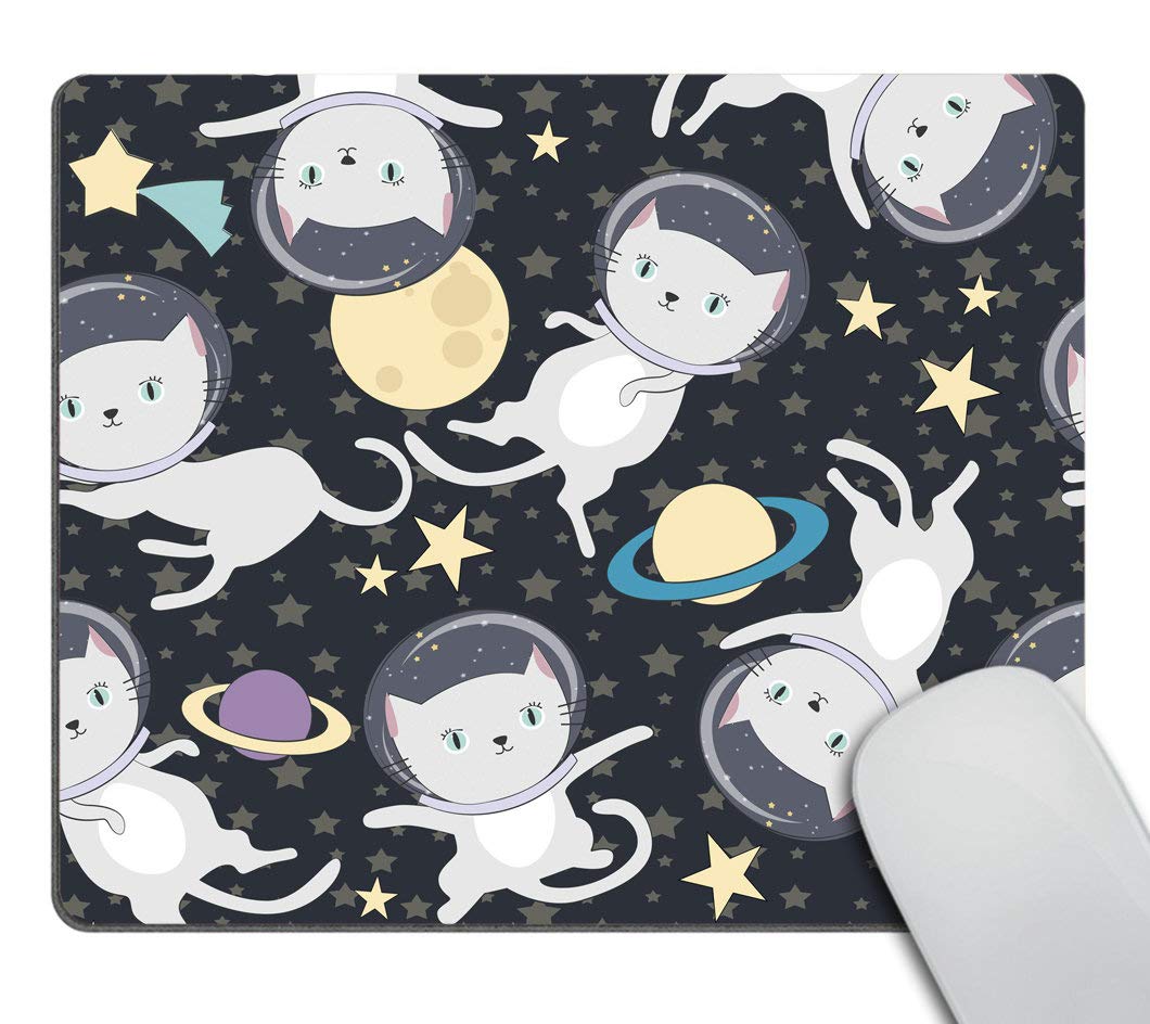 Smooffly Gaming Mousepad Custom,Fun Cat Astronaut In Space Mouse Pad Non-Slip Rubber Comfortable Customized Computer Mouse Pad
