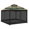 Olilawn Gazebo Universal Replacement Mosquito Netting, 10' X 12' Outdoor Canopy Net Screen 4-Panel Sidewall Curtain, With Zipper