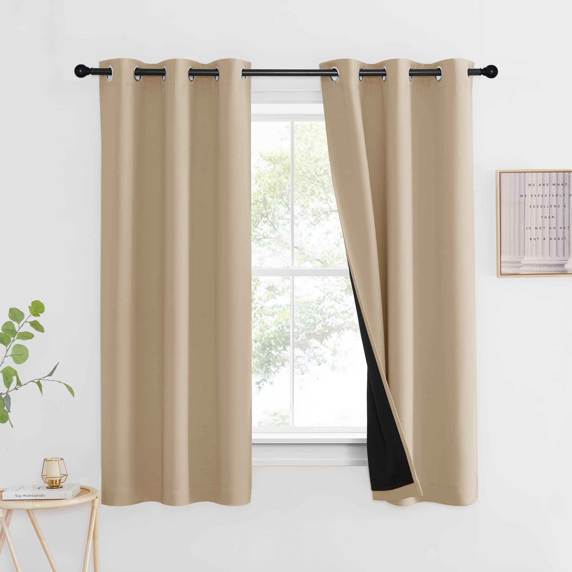 Nicetown Room Warming Curtain, Bedroom Full Blackout Panel, Super Thick Insulated Window Cover, Complete Blackout Drapery With B