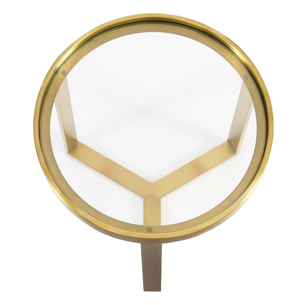Modway Relay Glass And Metal Accent Side Table, Gold 17.5 X 17.5 X 19.5