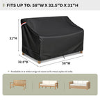 Kylinlucky Waterproof Patio Loveseat Covers 58W X 32.5D X 33H Inches,Heavy Duty Outdoor Furniture Sofa Cover Black