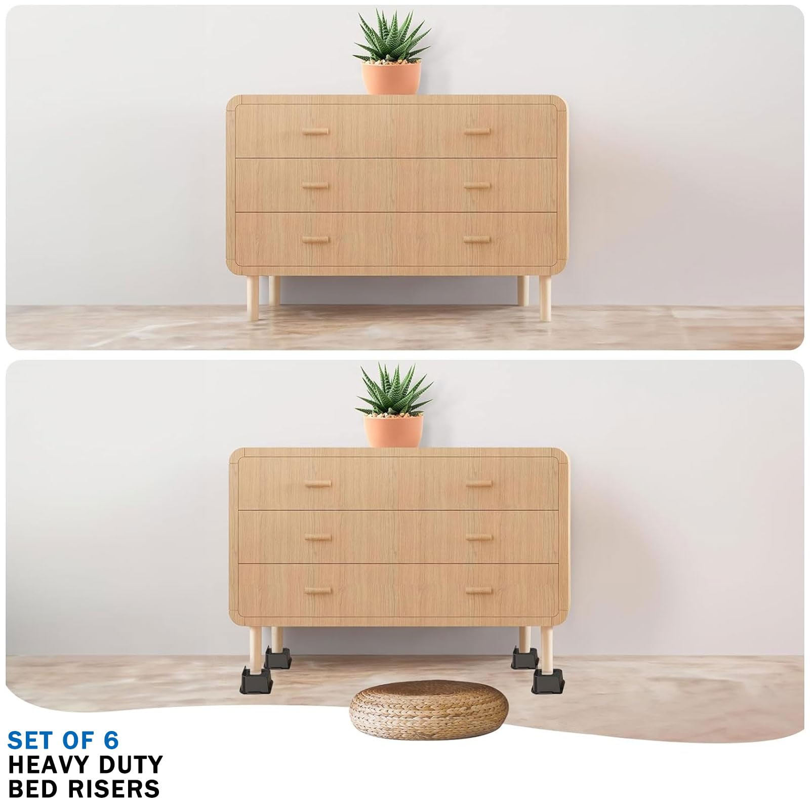 Annkut Bed Risers 3 Inch Heavy Duty, Furniture Risers For Bed Desk Table Sofa Couch,Oversized Bed Lifts Risers,Support Up To 500