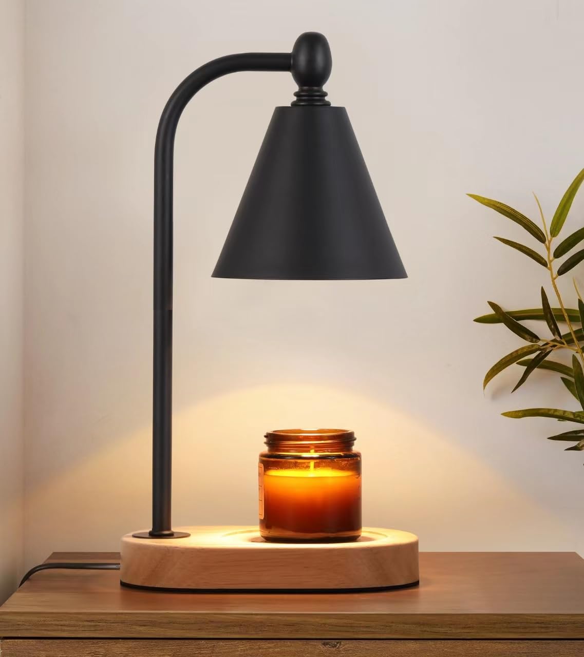 MEIXISUE Candle Warmer Lamp,Black Horn Lampshade Dimmble Fragrance Electric Melter House Warming Decor with 2 Bulbs for Gifts Be