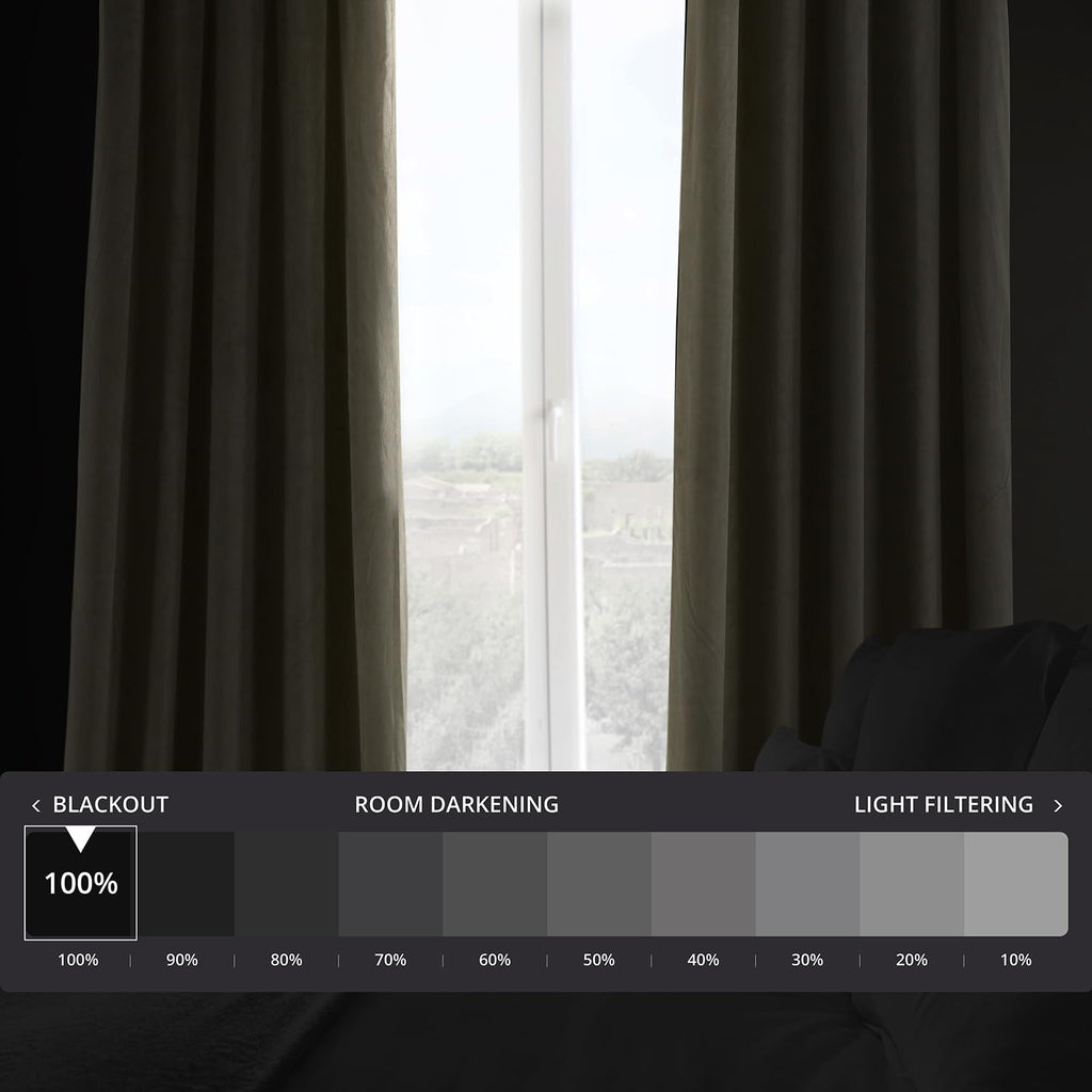 Hpd Half Price Drapes Signature Velvet Thermal Blackout Curtains For Living Room 84 Inch Long (1 Panel) Rod Pocket Insulated Blackout Curtains For Bedroom Window Curtains, 50W X 84L, Denver Taupe