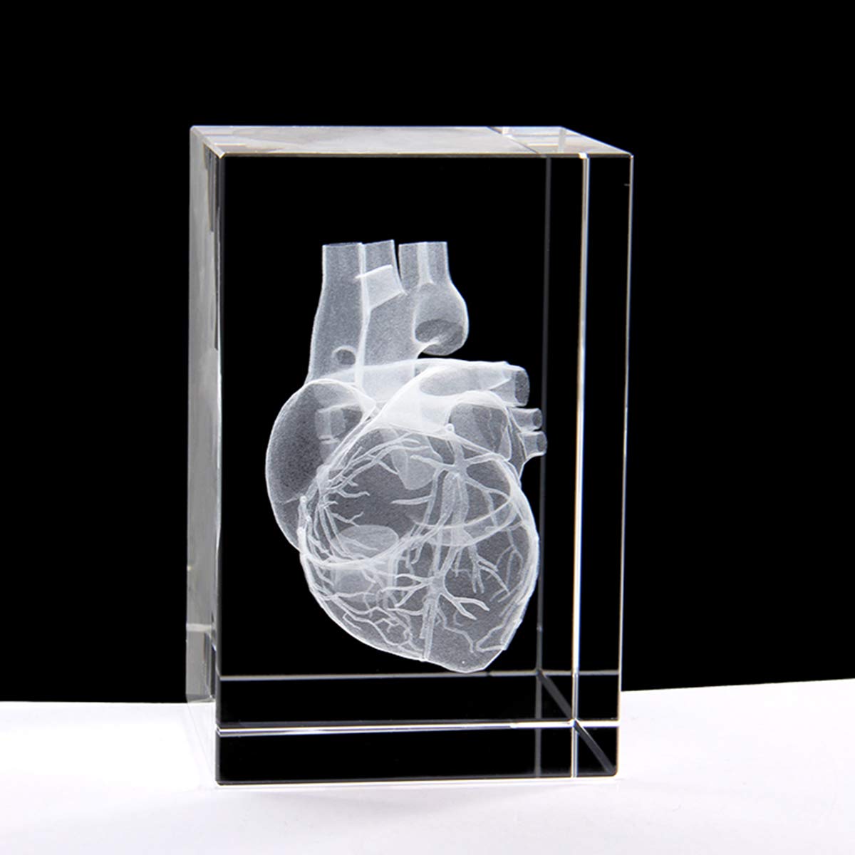 3D Human Heart Anatomical Model Paperweight(Laser Etched) In Crystal Glass Cube Science Anatomy Gift (No Included Led Base)(3.1X