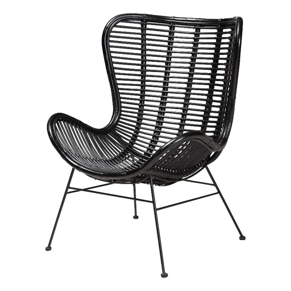 Baxton Studio Colorado Modern Bohemian Black Rattan and Metal Accent Chair