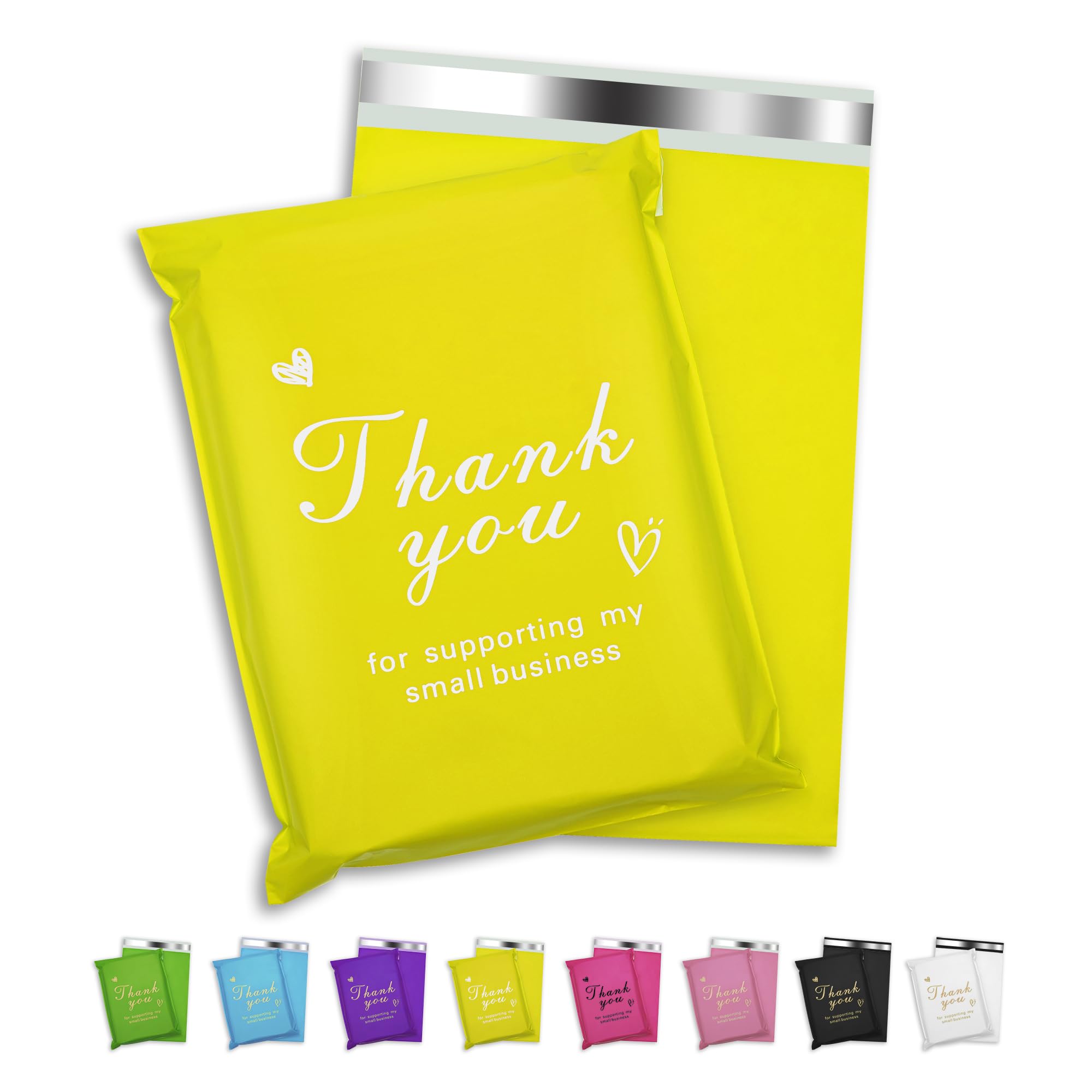 Jowlroel Thank You Poly Mailer 12X15.5 Inch 50 Pcs, Waterproof And Tear-Resistant Shipping Bags For Clothing, Strong Yellow Mail