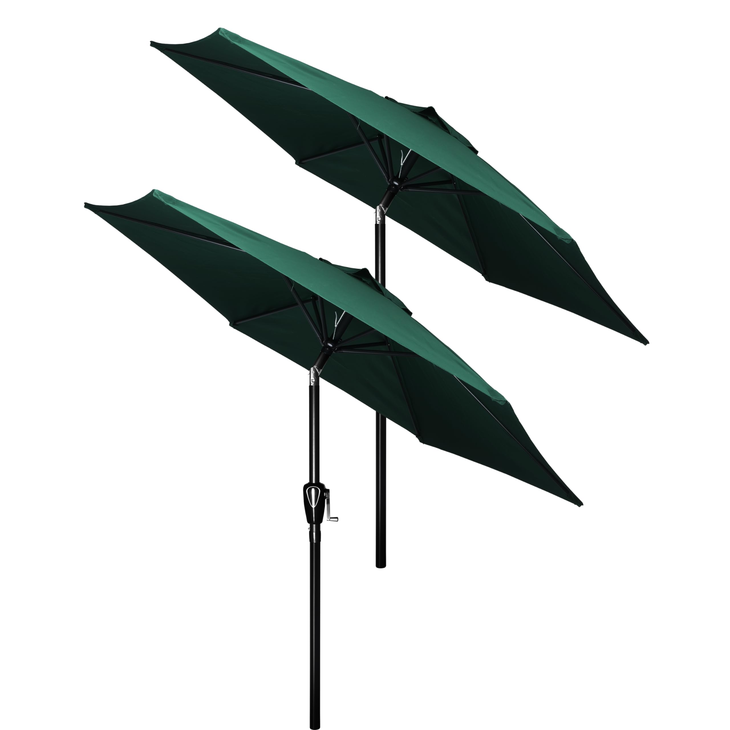 Simple Deluxe 2 Pack 7.5' Patio Umbrella Outdoor Table Market Yard Umbrella With 6 Sturdy Ribs For Backyard, Pool, Garden, Deck, Green