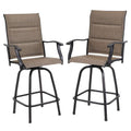 Phi Villa Swivel Bar Stools Outdoor Kitchen Bar Height Patio Chairs Padded Sling Fabric, All-Weather Patio Furniture, 2 Pack