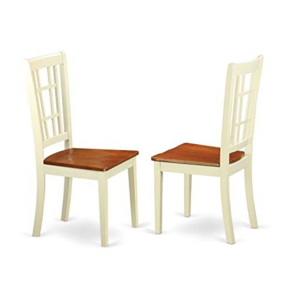 East West Furniture Modern Dining Chairs, Set of 2, Buttermilk & Cherry