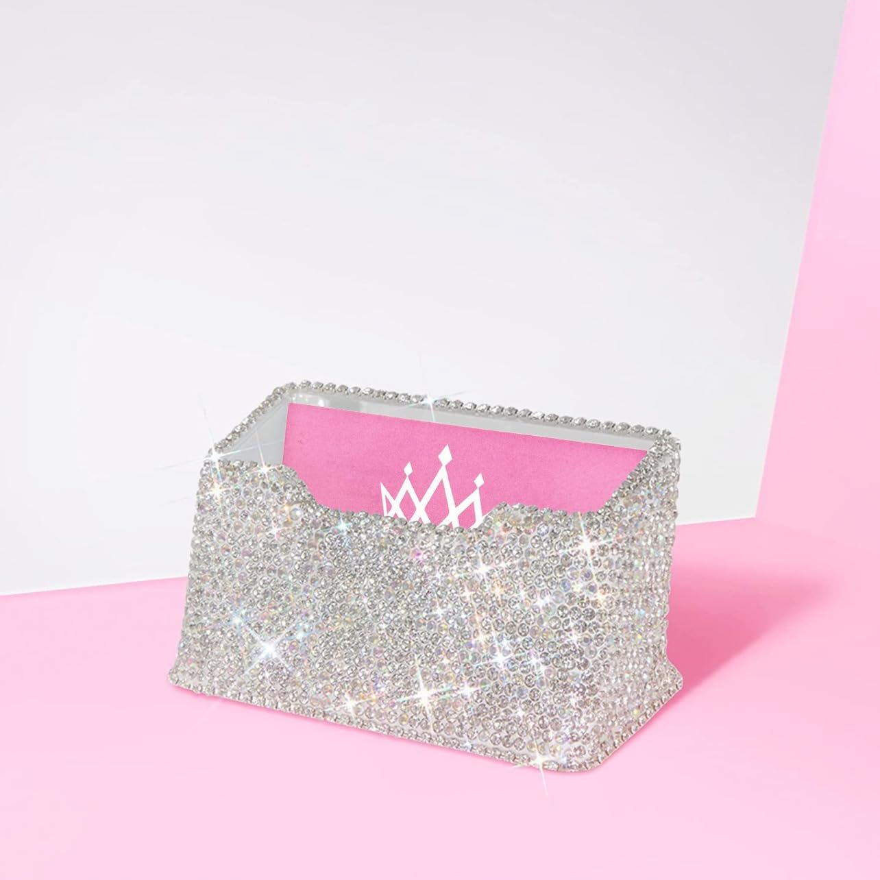 Tishaa Business Card Holder Stand - Bling Name Cards Office Desk Desktop Table Top Organizer Luxury Display Pocket Case Accessor