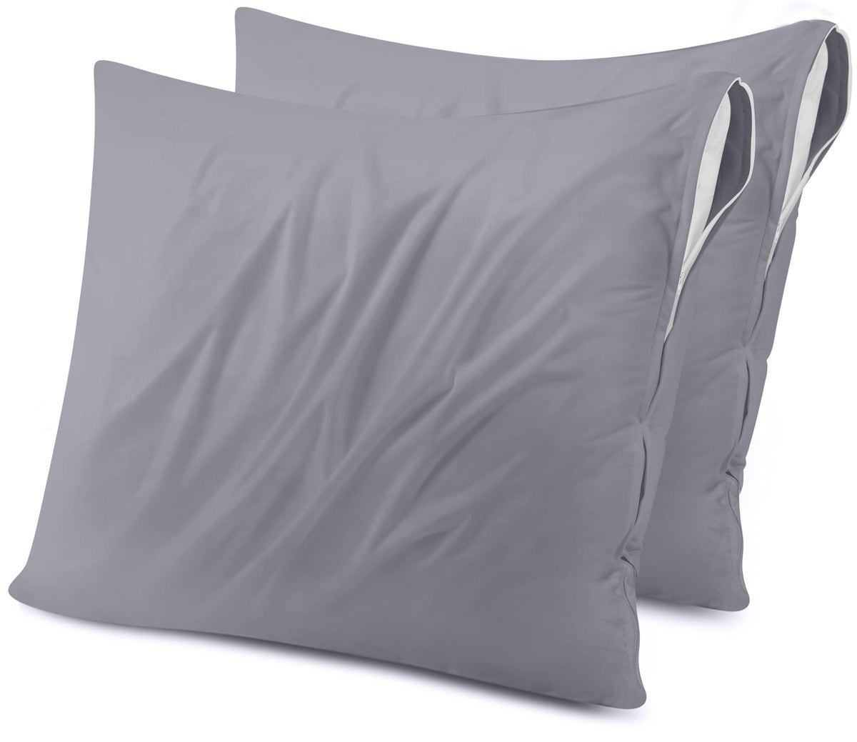 Utopia Bedding Waterproof Throw Pillow Protectors (No Pillow Inserts) With Zipper European (2 Pack, Grey), Outdoor Bed Couch Dec