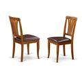 East West Furniture AVC-SBR-LC Avon Dining Chairs - Faux Leather Upholstered Wood Chairs, Set of 2, Saddle Brown