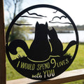 RealSteel 9 Lives Together Cats Valentines Day Sign, Gift for Cat Lovers, Outdoor Wall Decoration, Gift for Husband or Wife