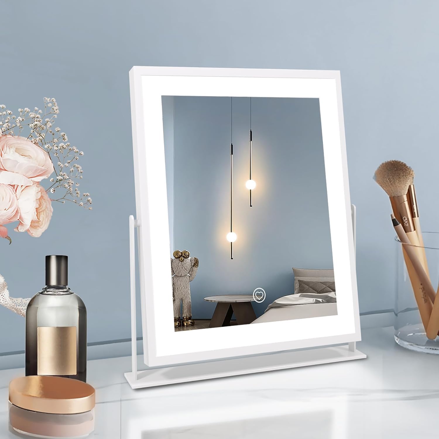 Beelux Vanity Mirror With Lights, New Hollywood Lighted Makeup Mirror With Dimmable Light, Smart Control, Memory, Adjustable War
