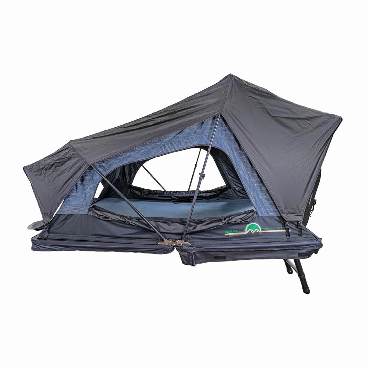 Overland Vehicle Systems Xd Sherpa Soft Shell Aluminum Hard Shell Hybrid Roof Top Tent With Blackout Kit - Grey Body & Black Rai