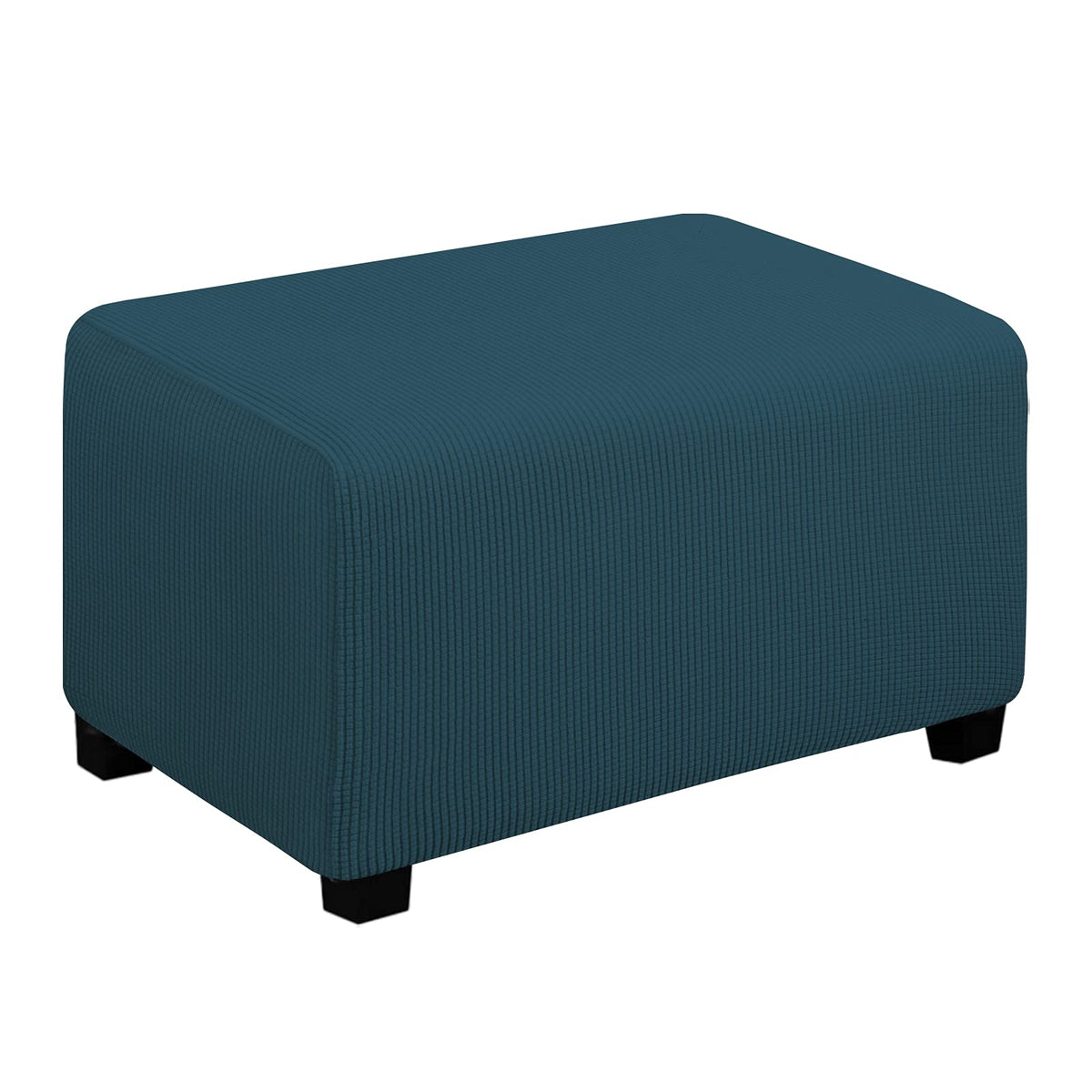 Easy-Going Stretch Ottoman Cover Folding Storage Stool Furniture Protector Soft Rectangle Slipcover With Elastic Bottom(Ottoman Small,Deep Teal)