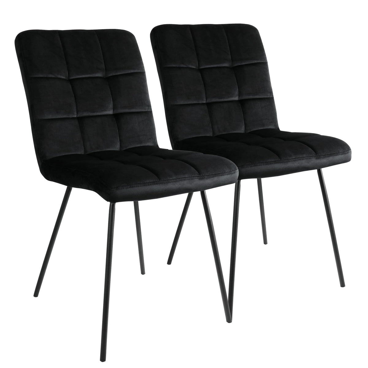 Elama Blk Velvet Tufted Chairs, 2 Piece Set, Black, (Elm-708-1)