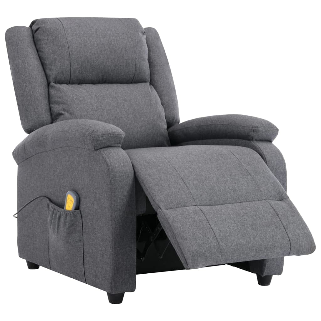 vidaXL Massage Chair - Fabric-Covered, Reclining and Vibration Functions, Relaxing Dark Gray Lounger for Home or Office