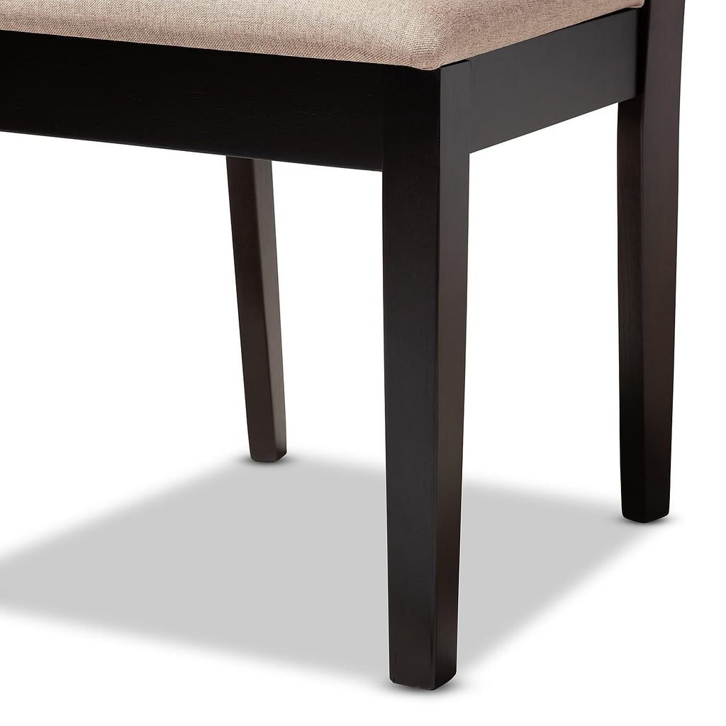 Baxton Studio Caron Contemporary Fabric Dining Chair, Sand Brown and Espresso, 4/Pack (153-4P-9401-HiT)