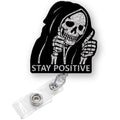 Stay Positive Funny Halloween Skeleton Nurse Badge Reel Holder Retractable | Horror Badge Reel With Alligator Clip & 24    Durab