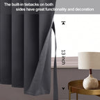 Jiuzhen Short Curtains Kitchen Half Window Blackout Curtains With Tiebacks For Baseroom Shadows, Grommet Curtains For Living Room, Set Of 2 Window Curtain Panels, 42 X 36 Inch Length,Dark Grey