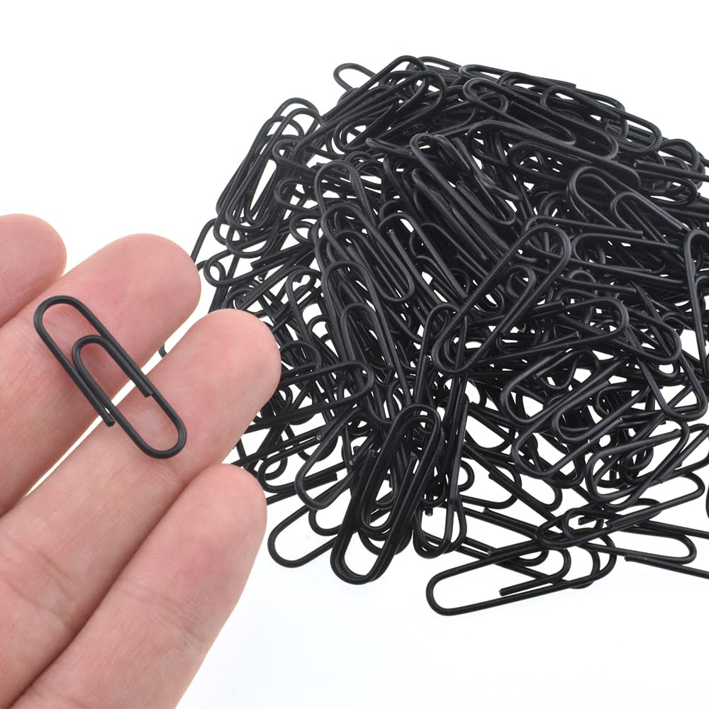 Hahiyo Paper Clips Large 1.1 Inches (28Mm) Length Black Paperclips Vinyl Coated Prevent Scratching Tearing The Pages Sturdy For