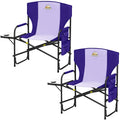 Colegence Oversized Directors Camping Chair Set of 2 Support 600 LBS, Heavy Duty Folding Outdoor Chairs with Side Pocket and Adj