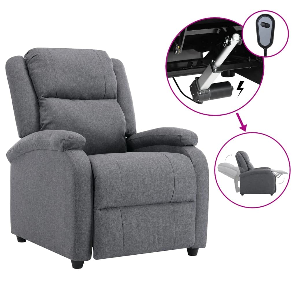 vidaXL Adjustable Recliner with Electric Motor - Durable Fabric Construction, Easy Assembly, Comfortable Thick Padded Armrest, Backrest and Seat - Dark Gray