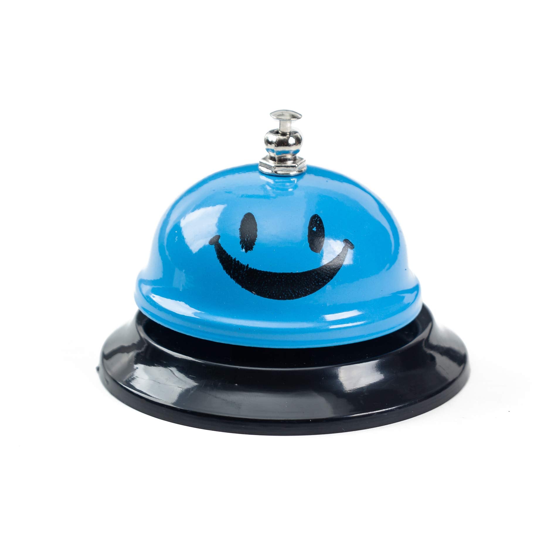 Asian Home Call Bell, 3.35 Inch Diameter, Metal Bell, Blue Smiley Face, Desk Bell Service Bell For Hotels, Schools, Restaurants,
