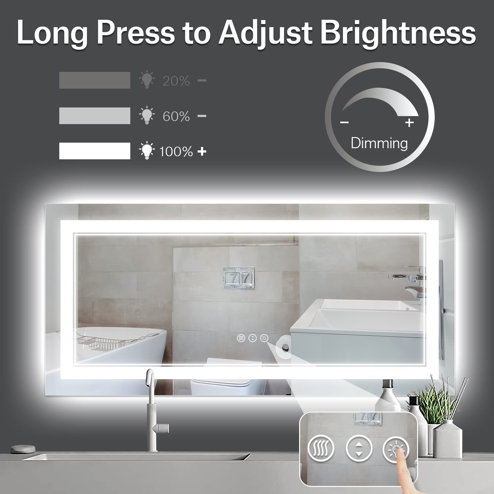 Istripmf 60X28 Inch Led Bathroom Mirror With Lights, Backlit And Front Lighted Bathroom Vanity Mirrors For Wall, Anti-Fog/Dimmab