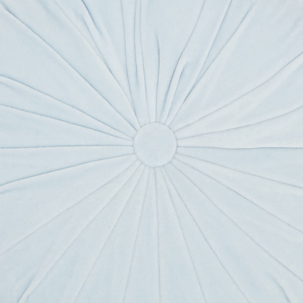HomeRoots White Cotton Periwinkle Tufted Round Throw Pillow