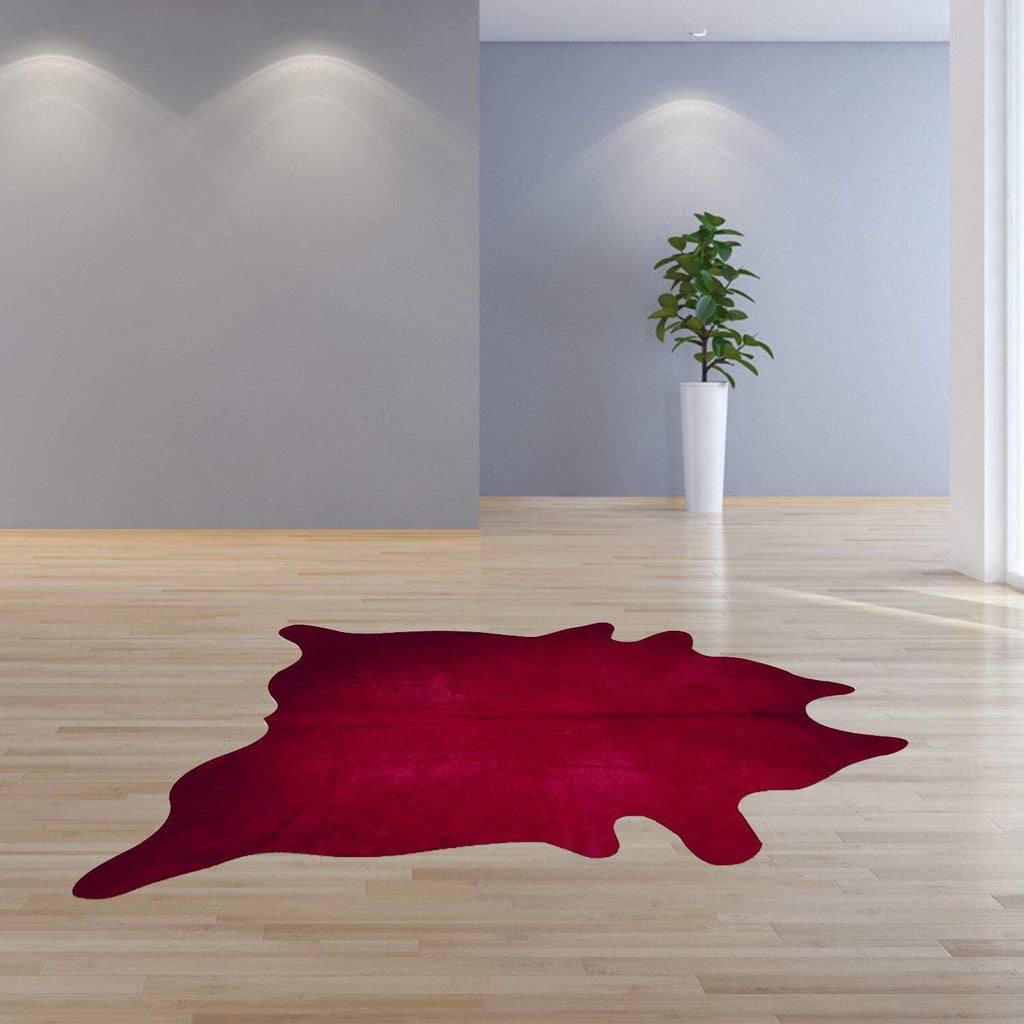HomeRoots Cowhide, Microsuede 72' x 84' Burgundy Cowhide Rug