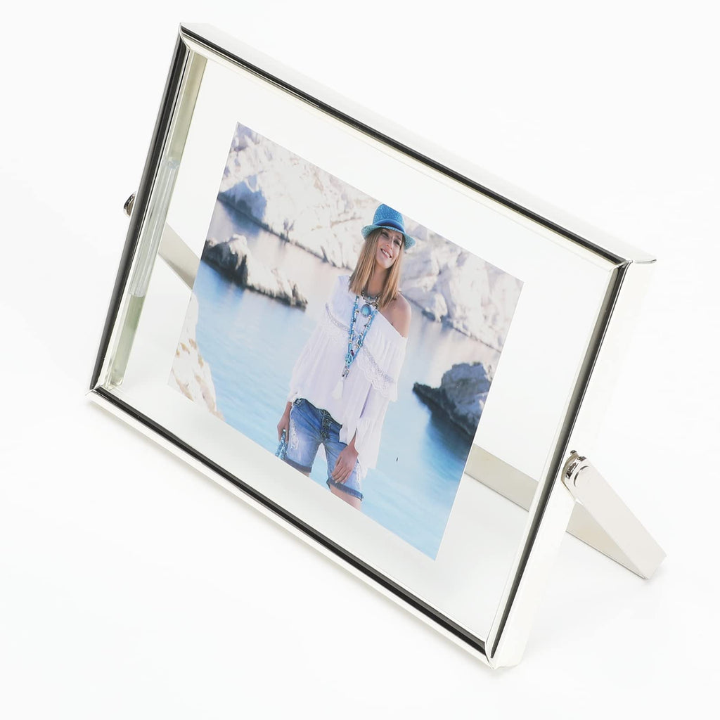 AhaGo Silver Floating Frame (4''x6'', Horizontal), For Picture 3x5, 2x3, 1x2, Tabletop Shelf Photo Frame, Modern Minimalist Styl