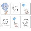 IIILUYOT Inspirational Elephant Decor, Baby Boy Nursery Wall Art Prints, Cute Elephant Nursery Wall, Dream Big Little One Decora