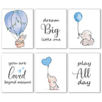 IIILUYOT Inspirational Elephant Decor, Baby Boy Nursery Wall Art Prints, Cute Elephant Nursery Wall, Dream Big Little One Decora