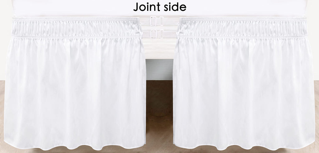Biscaynebay Wrap Around Bed Skirts With Split Corners For Queen Beds 14' Drop, White Elastic Dust Ruffles Easy Fit Wrinkle & Fade Resistant Silky Luxurious Fabric Solid Machine Washable
