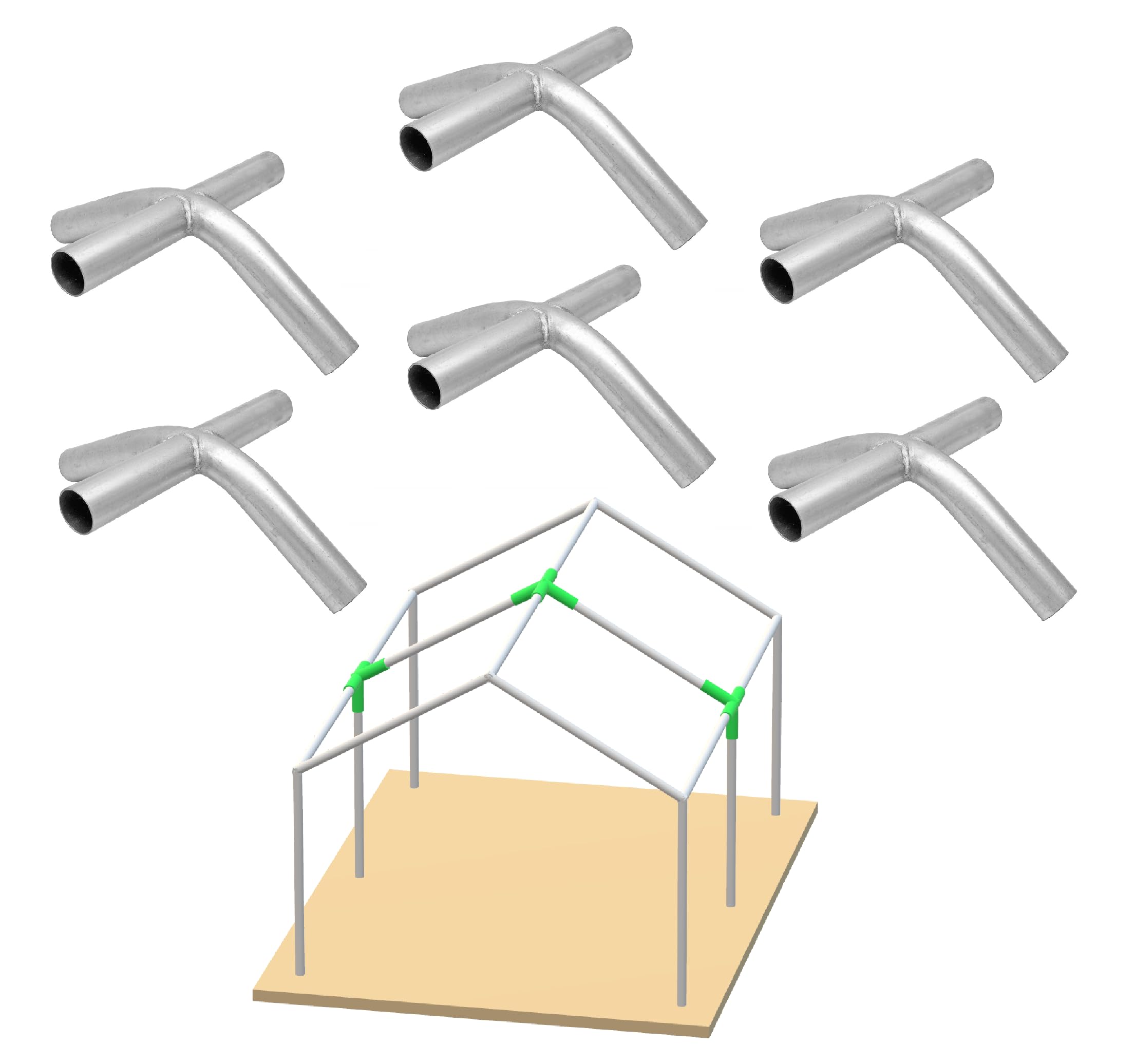 Canopy Fittings 1-3/8' High Peak Carport Connectors 3 Way, 4 Way Set For Shelter Deck Shed Frame, 6/Pack (4-Way Galvanized)