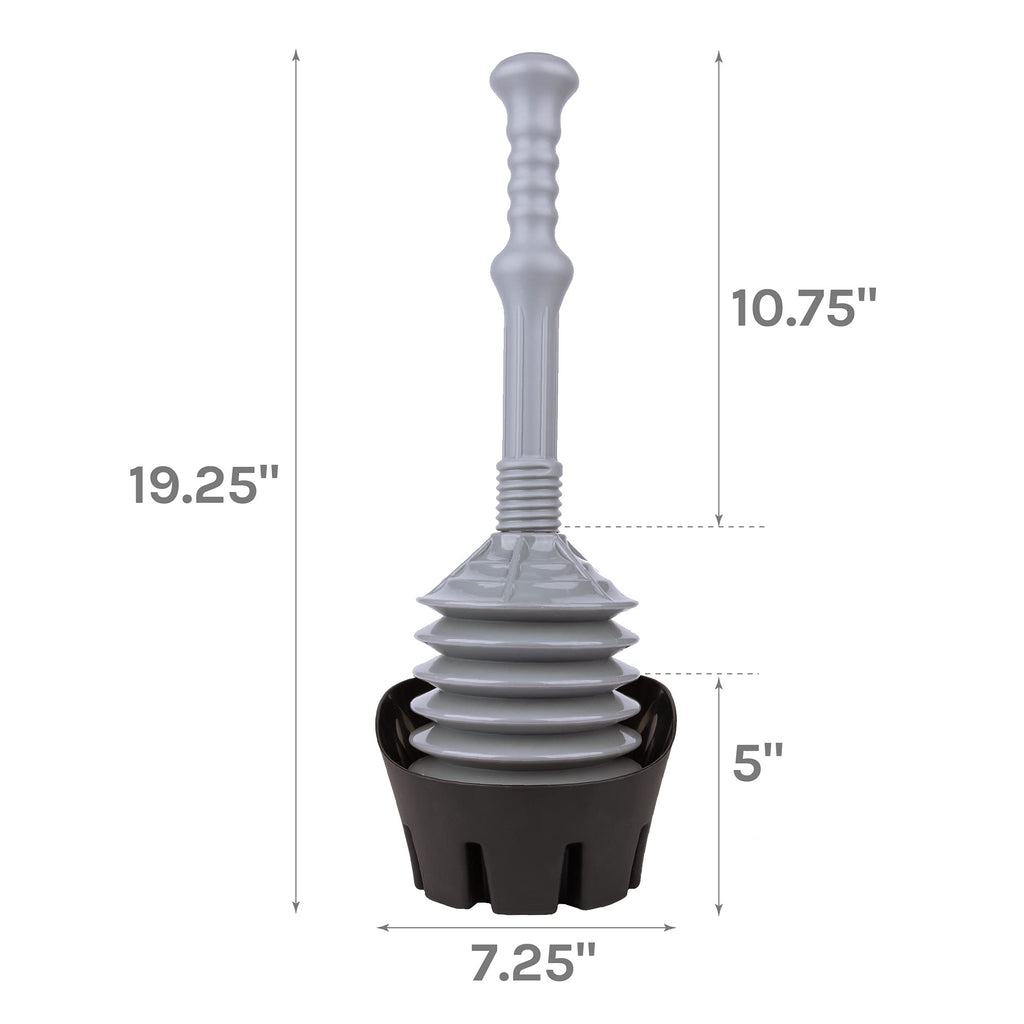 Js Jackson Supplies Grey Bellows Accordion Toilet Plunger With Black Storage Tray