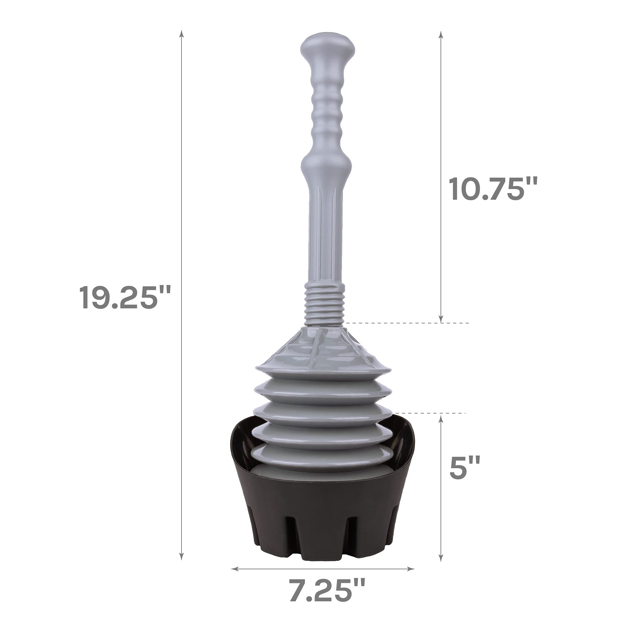 Js Jackson Supplies Grey Bellows Accordion Toilet Plunger With Black Storage Tray