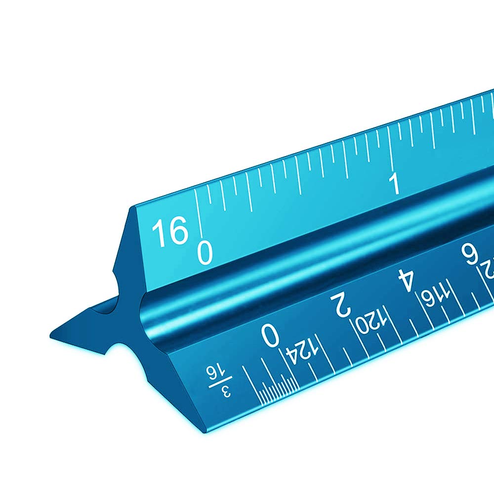 Rena Chris Architectural Scale Ruler, 12' Aluminum Architect Scale, Triangular Scale, Scale Ruler For Blueprint, Triangle Ruler