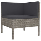 vidaXL 6 Piece Outdoor Patio Lounge Set, Comfortable Poly Rattan Furniture, Powder-Coated Steel Frame, Deep Seating with Cushions and Tea Table - Gray