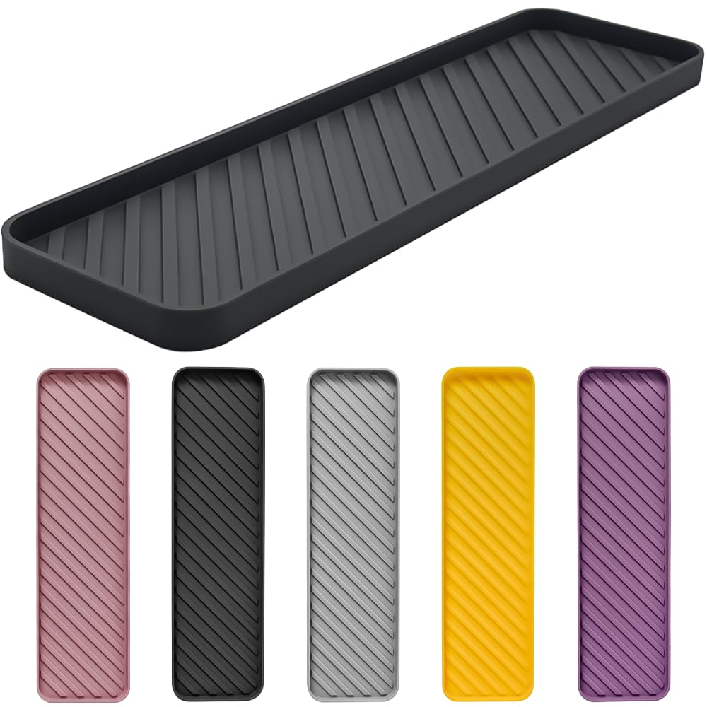 HvOvMvE Silicone Organizer Tray for Kitchen Sinks and Bathrooms. DishwasherSafe, NonSlip Countertop Tray, Bathroom Drawer Orga